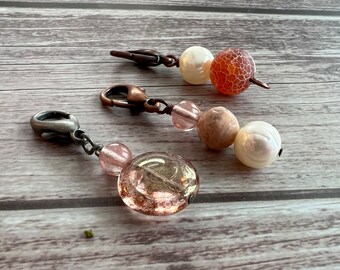 Back to School Backpack Charms, Warm Colors Charm Collection - Reds, Pinks, Creams