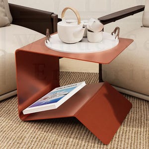 Mesa de centro moderna de metal de doble cara, duradera e ideal para uso en interiores y exteriores, mesa de centro portátil, regalo para el hogar, regalo para mamá