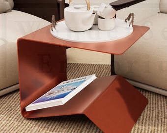 Dubbelzijdige moderne metalen salontafel, duurzaam en ideaal voor zowel binnen als buiten, draagbare salontafel, cadeau voor thuis, cadeau voor moeder