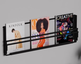 Black Metal Wall Magazine Rack: Minimalist Living Room Decor