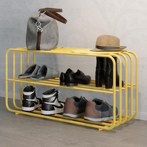 Metal Shoe Rack: Industrial Entryway Organizer, Hallway Shelves
