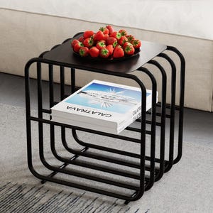 Unique Pipe Profile Coffee Table, Modern Metal Bedside Table, Scandinavian Coffee Table, Living Room Table,Gift for Mom, Table for Bedroom
