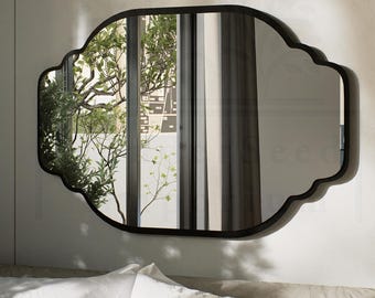 Asymmetrische metalen wandspiegel: modern accentdecor