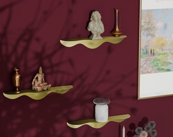 Wavy Metal Floating Shelf: Modern Wall Decor