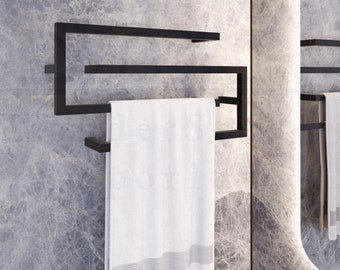 Elegant metalen handdoekenrek aan de muur, opberger badkamer, industrieel 20 x 20 mm roestvrij geverfd profiel ijzeren handdoekenrek, badkamerdecor