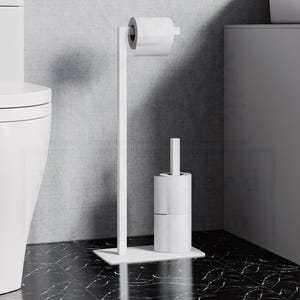 Minimalistischer Toilettenpapierhalter aus schwarzem Stahl - Freistehender Moderner Badezimmerhalter
