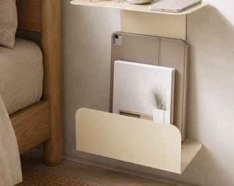 Modern Metal Floating Nightstand: Wall Mounted Bedside Shelf