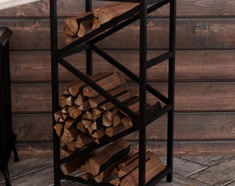 Modern Metal Fireplace Log Rack: Farmhouse Wood Storage