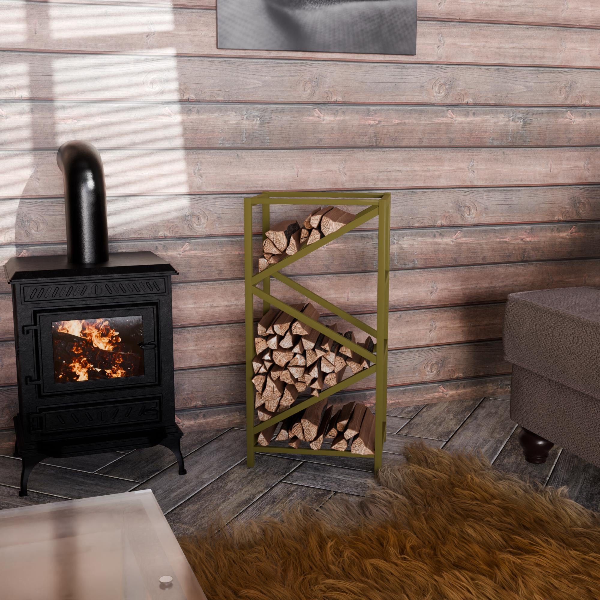 Modern Metal Fireplace Log Rack: Farmhouse Wood Storage - Etsy