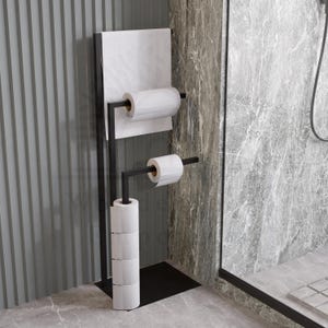 Suporte para rolo de papel toalha e suporte para papel higiênico Mute Butler, suporte para toalha de mão, toalheiro à prova de inclinação, ganchos para toalhas de hóspedes, toalheiro de pé