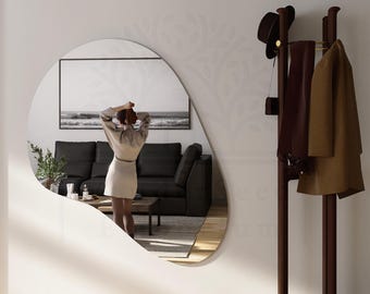 Asymmetrische wandspiegel vrije vorm, woondecoratie
