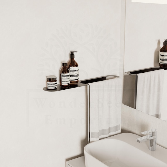 Minimalist Metal Bathroom Shelf: Wall Mounted Towel & Soap Organizer