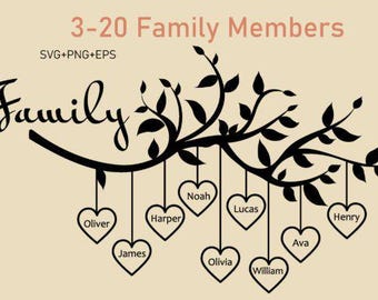 Family Tree Svg Bundle 2-20 Members Family Svg Tree Of Life Svg Family Tree Branch Svg Family Heart Tree Svg Digital Download