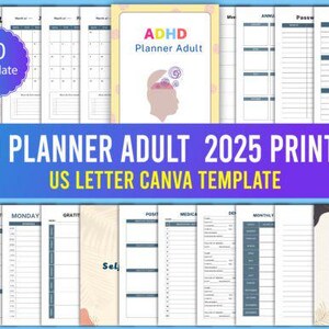 ADHD Digital Planner,2025 ADHD Digital Planner for adults, Digital Planner ADHD, Adhd Journal, Digital Adhd Planner, Printable