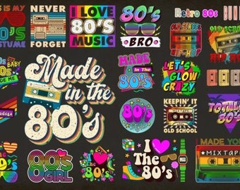 Retro 80s SVG Bundle  Back To The 80s Svg, Eighties Svg, 80s Birthday Retro Svg, 80s Party Svg, Love 80s Vintage Svg, Cut Files For Cricut