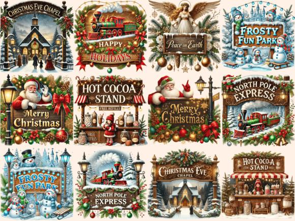 Christmas Signposts Clipart - 20 PNG Festive Sign Graphics, Holiday ...