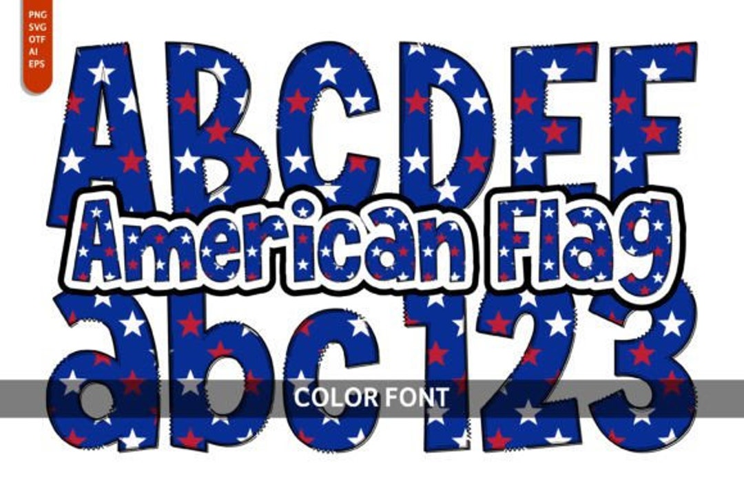 USA Flag Alphabet. Usa Flag Font Svg. American Flag Typeface Individual ...