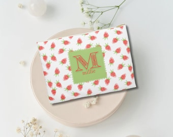 Monogram Diaper Pouch | Mini Diaper Bag | Personalized Baby Shower Gift | Custom Zipper Pouch | Makeup Travel | Strawberry| Watercolor