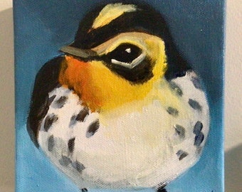 Original Acrylic Painting on Canvas- Blackburnian Warbler, Bird