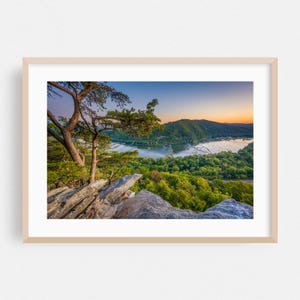 Harpers Ferry Druck, West Virginia Wandkunst, Landschaft gerahmt Kunst, Natur Wohnkultur, Landschaftsposter, Wald Fine Art, Wasser, Berg