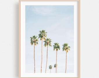 Impresión de Palm Springs, arte mural de California, arte enmarcado de palmeras, decoración minimalista para el hogar, póster tropical, bellas artes de verano, casa de playa, pastel