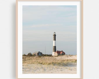 Fire Island-print, New York Wall Art, vuurtoren ingelijste kunst, decor kust, strandposter, kunst natuur, landschap, architectuur