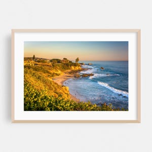 Impresión de Corona del Mar, arte mural de California, arte costero enmarcado, decoración de playa, póster oceánico, arte de atardecer, paisaje, naturaleza, paisajes