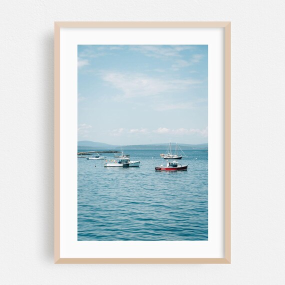 Bar Harbor Print, Maine Wall Art, Boat Framed Art, Harbor Home