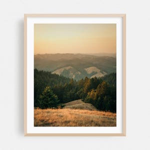 Impresión de California, Arte mural de paisaje, Arte enmarcado de bosque, Decoración natural para el hogar, Póster de montaña, Bellas artes escénicas, Atardecer, Otoño, Fotografía