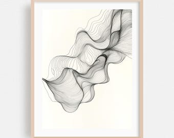Line Art Print, Abstract Wall Art, Minimalist Framed Art, Black And White Home Decor, Modern Art Poster, Geometric Fine Art, Line Drawing