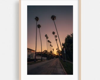 Los Angeles Print, California Wall Art, Palm Tree Framed Art, Sunset Home Decor, Street Photography Poster, Architecture Fine Art, Tropical