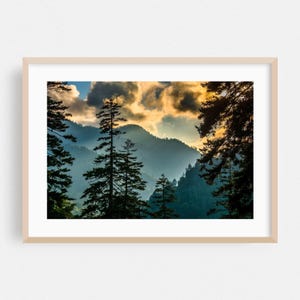 Impresión de Tennessee, arte mural forestal, arte natural enmarcado, decoración de paisajes para el hogar, póster de montaña, bellas artes escénicas, atardecer, otoño, fotografía