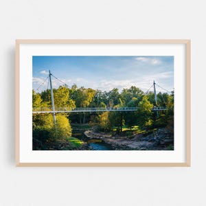 Impresión de Greenville, arte mural de Carolina del Sur, arte enmarcado de puentes, decoración natural para el hogar, póster de paisajes, bellas artes escénicas, otoño, arquitectura