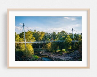 Greenville Poster, South Carolina, gerahmte Kunst, Brücke, gerahmte Kunst, Natur, Home Decor, Landschaft Poster, Fine Art, Herbst, Architektur
