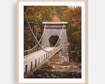 New Portland Print, Maine Wall Art, Bridge Framed Art, Autumn Home Decor, Nature Poster, Rustic Fine Art, Scenic, Landscape, Architecture