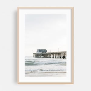 Newport Beach Print, California Wall Art, Ocean Framed Art, Waves Home Decor, Coastal Poster, Beach Fine Art, Minimalist, Boardwalk