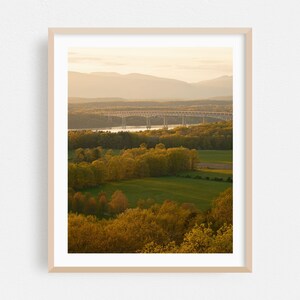 Impresión de Rhinebeck, arte mural de Nueva York, paisaje enmarcado, decoración de puentes, póster de otoño, bellas artes de la naturaleza, paisajes, rural, atardecer