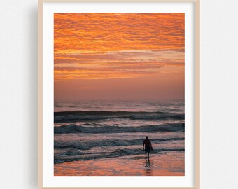 Impresión de playa de San Agustín, arte mural de Florida, arte enmarcado de atardecer, decoración de playa para el hogar, póster del océano, arte de olas, surf, paisaje marino, costa