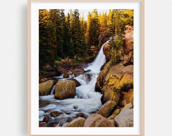 Colorado Print, Waterfall Wall Art, Nature Framed Art, Forest Home Decor, Landscape Poster, Scenic Fine Art, Autumn, Wilderness, Photography