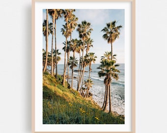 Laguna Beach Print, California Wall Art, Palm Tree Framed Art, Coastal Home Decor, Beach Poster, Ocean Fine Art, Tropical, Seascape