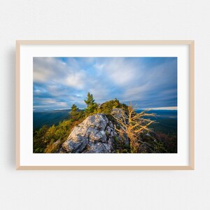 Impresión de Carolina del Norte, arte mural con paisajes, arte natural enmarcado, decoración de montaña para el hogar, póster escénico, bellas artes otoñales, atardecer, bosque, Table Rock