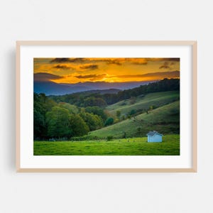 Impresión de Carolina del Norte, arte mural con paisajes, arte enmarcado con atardeceres, decoración natural para el hogar, póster rural, bellas artes escénicas, otoño, granja