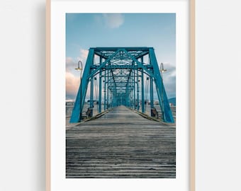 Chattanooga Print, Tennessee Wall Art, Bridge Framed Art, Architecture Home Decor, City Poster, Travel Poster Fine Art, Vintage, Skyline