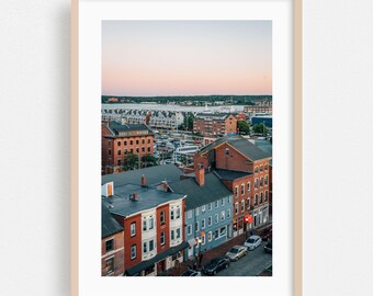 Portland Print, Maine Wall Art, City Framed Art, Architecture Home Decor, Harbor Poster, Sunset Fine Art, Skyline, Travel Poster