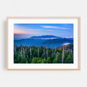 Impresión de Tennessee, arte mural de montaña, arte enmarcado de paisajes, decoración natural para el hogar, póster escénico, bellas artes forestales, atardecer, otoño, fotografía