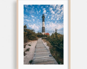 Fire Island Print, New York Wall Art, Lighthouse Framed Art, Coastal Home Decor, Landscape Poster, Nature Fine Art, Beach, Architecture