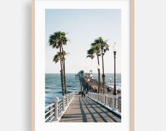 Lámina con motivos marinos, arte mural de California, arte costero enmarcado, decoración del hogar con palmeras, póster de playa, bellas artes oceánicas, paisaje, fotografía.