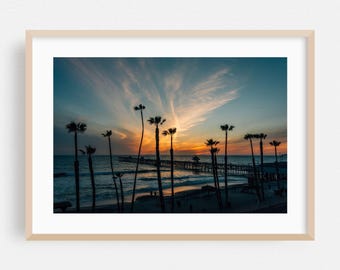 San Clemente Print, California Wall Art, Sunset Framed Art, Palm Tree Home Decor, Beach Poster, Ocean Fine Art, Coastal, Tropical, Landscape