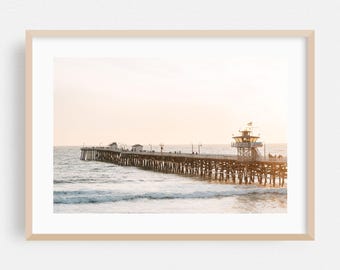 Impression San Clemente, art mural californien, art encadré côtier, décoration océan, affiche coucher de soleil, oeuvre d'art de plage, paysage marin, paysage