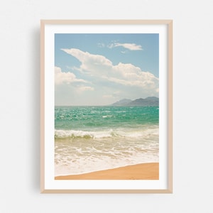 Impresión de Cannes, arte mural de Provenza-Alpes-Costa Azul, arte enmarcado de Francia, decoración de playa, póster del océano, arte marino, olas, costa